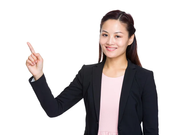 Mujer de negocios con el dedo arriba — Foto de Stock