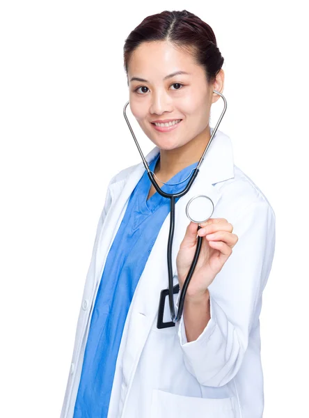 Medical female doctor hold stethoscope — Stock Photo, Image