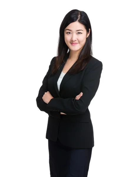 Asian businesswoman cross hand — Stock Photo, Image