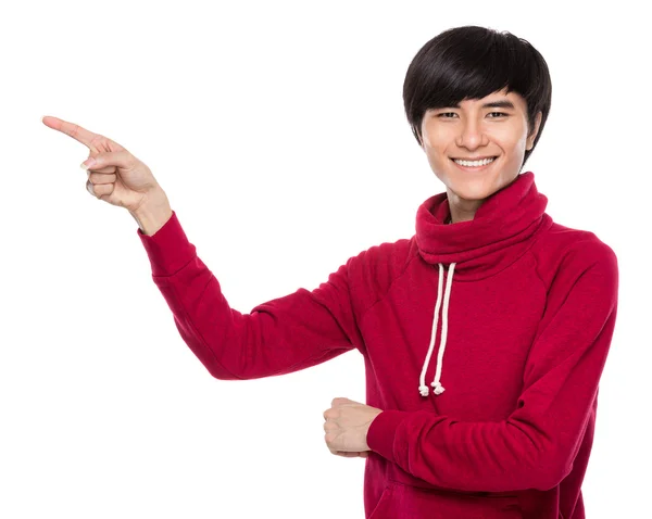 Young man with finger up — Stock Photo, Image