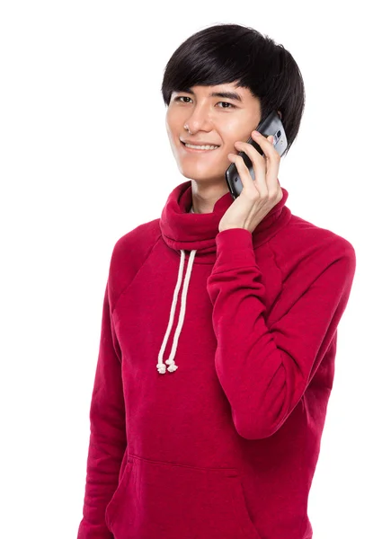 Young man talk to cellphone — Stock Photo, Image