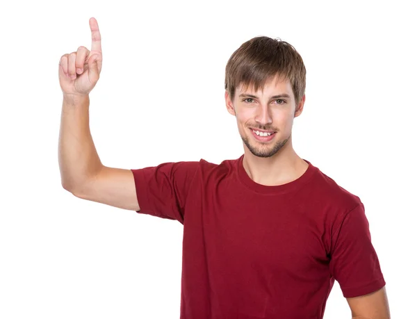 Man with finger point up — Stock Photo, Image