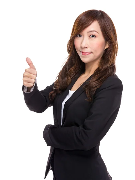 Mature businesswoman with thumb up — Stock Photo, Image