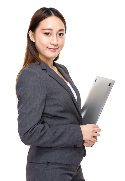 Asian businesswoman with laptop — Stock Photo, Image