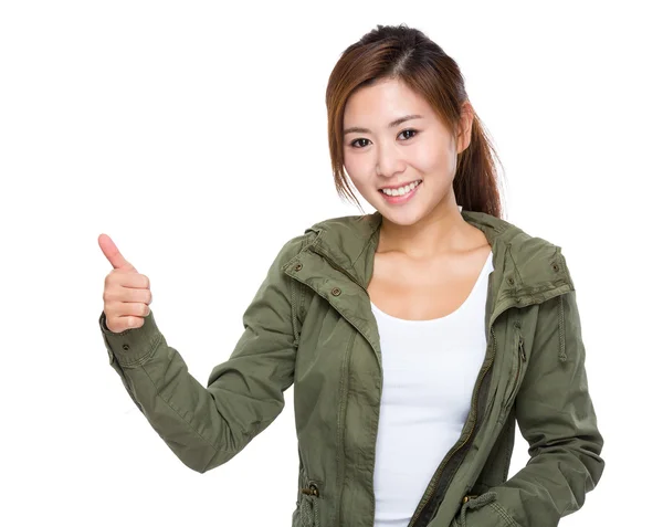 Young woman with thumb up — Stock Photo, Image