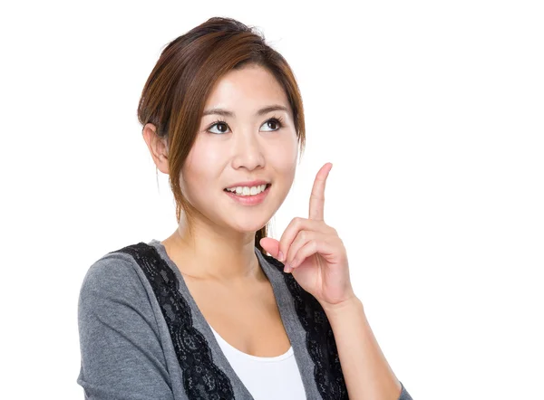 Asian young woman think of idea — Stock Photo, Image