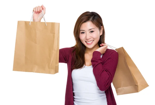 Dziewczyna z torbą na zakupy — Zdjęcie stockowe