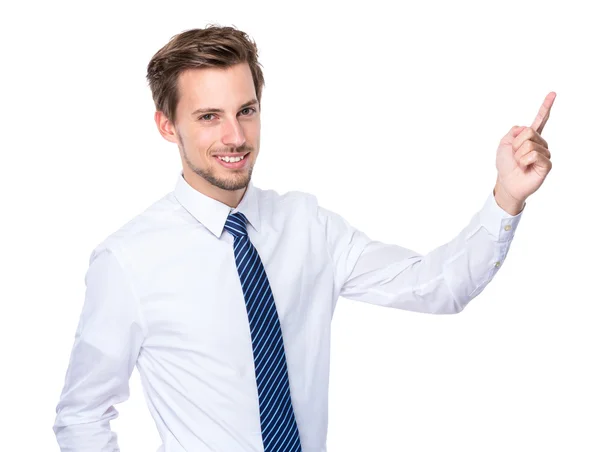 European businessman with finger point up — Stock Photo, Image