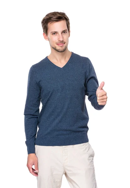 Caucasian man with thumb up — Stock Photo, Image