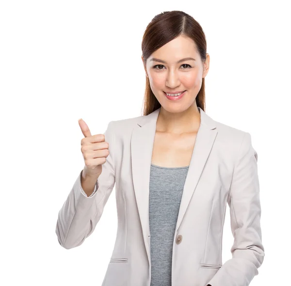 Asian young businesswoman with thumb up — Stock Photo, Image