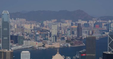 Victoria Peak, Hong Kong - 05 Şubat 2021: Hong Kong şehir silueti