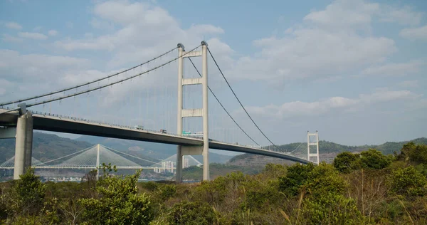 Tsing Suspension Bridge Hong Kong City — Stock Photo, Image