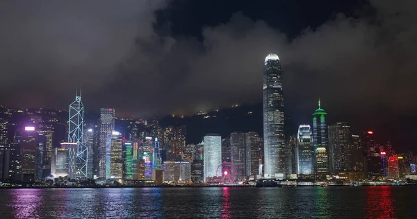 Victoria Harbor Hongkong Czerwca 2021 Miasto Hongkong Nocą — Zdjęcie stockowe