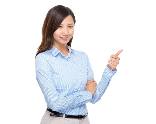 Businesswoman with thumb up sign — Stock Photo, Image