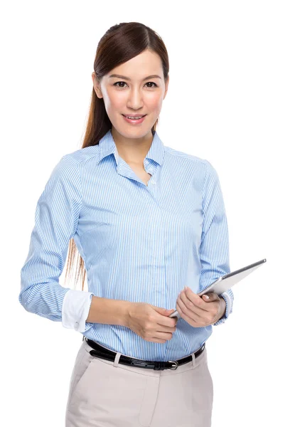 Businesswoman hold digital tablet — Stock Photo, Image