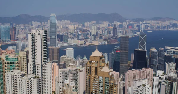 Victoria Peak Hong Kong Fevereiro 2021 Horizonte Hong Kong — Fotografia de Stock