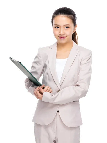 Businesswoman with clipboard — Stock Photo, Image