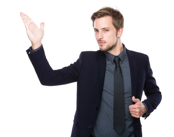 Caucasian businessman with hand presentation — Stock Photo, Image