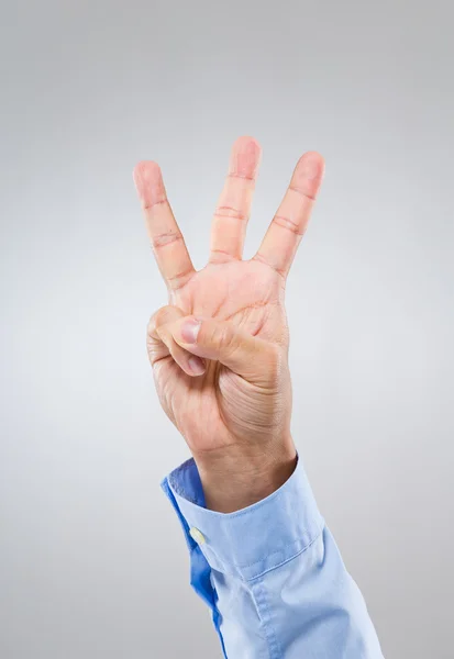 Businessman hand gesture show number three — Stock Photo, Image