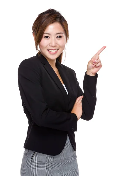Mujer de negocios con el dedo hacia fuera — Foto de Stock