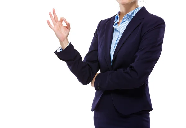 Businesswoman hand with ok sign — Stock Photo, Image