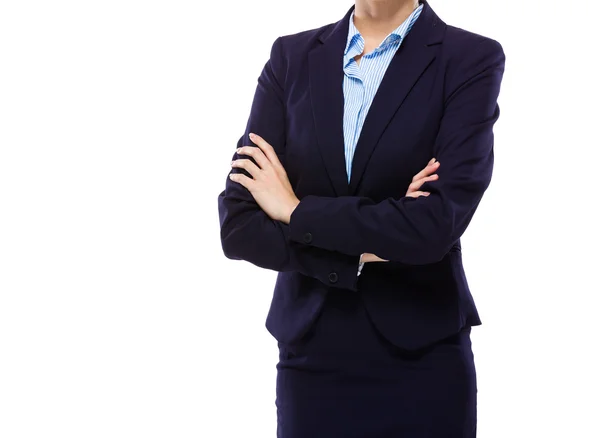 Businesswoman arm crossed — Stock Photo, Image