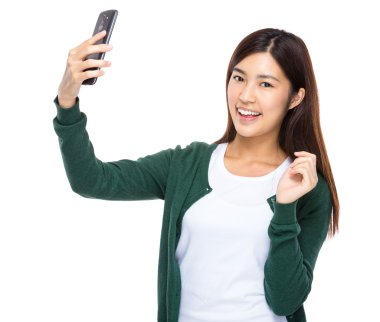 kadını kabul selfie tarafından cep telefonu