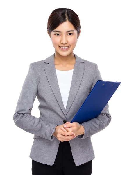 Businesswoman with clipboard — Stock Photo, Image