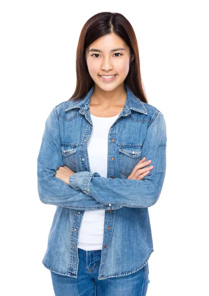 Asian woman fold arm — Stock Photo, Image