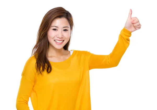 Young woman with thumb up — Stock Photo, Image