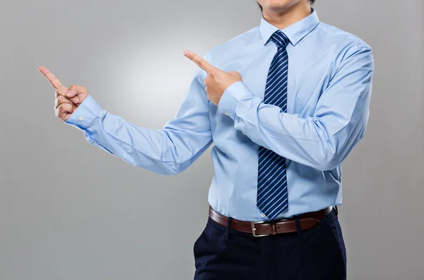 Businessman with two finger point up — Stock Photo, Image