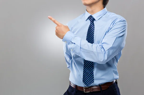 Businessman with two finger point aside — Stock Photo, Image