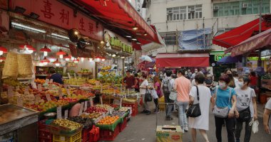 Causeway Bay, Hong Kong - 17 Eylül 2021: Bowrington Road Market