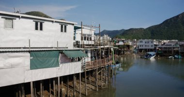 Tai O, Hong Kong - 19 Eylül 2021: Hong Kong 'da geleneksel balıkçı köyü