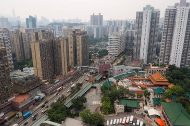 Wong Tai Sin, Hong Kong - 27 Temmuz 2021: Hong Kong yerleşim bölgesi