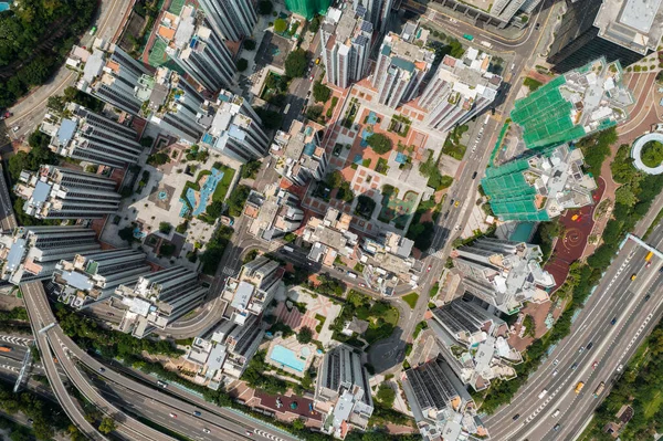 Vista Arriba Hacia Abajo Del Distrito Residencial Hong Kong — Foto de Stock