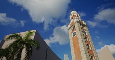 Tsim Sha Tsui, Hong Kong - 30 Mayıs 2021: Hong Kong saat kulesi