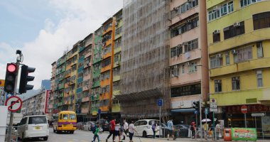 Kwa Wan, Hong Kong - 09 Eylül 2021: Hong Kong sokağı