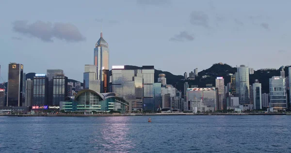 Port Victoria Hongkong Maja 2021 Wieczorem Hongkongu — Zdjęcie stockowe