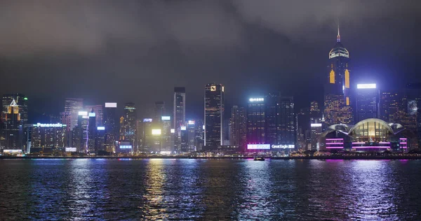 Victoria Harbor Hong Kong Agosto 2021 Noche Ciudad Hong Kong — Foto de Stock