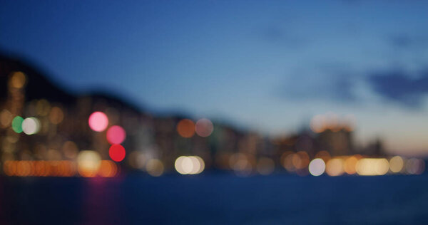 Blur view of Hong Kong city night