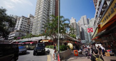 Yuen Long, Hong Kong - 21 Ekim 2021: Hong Kong yerleşim bölgesi