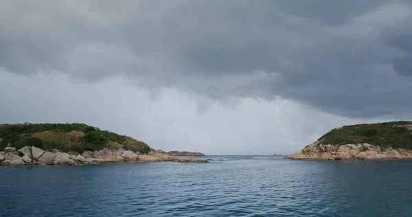 Belle Île Avec Nuage Tempête — Photo