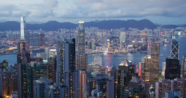 Victoria Peak Hong Kong Maio 2021 Noite Hong Kong — Fotografia de Stock