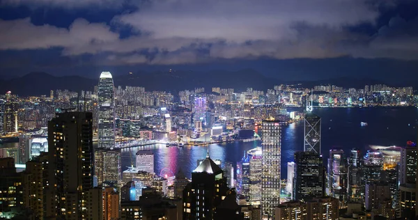 Victoria Peak Hong Kong Juni 2021 Hongkong Nachts Stad — Stockfoto