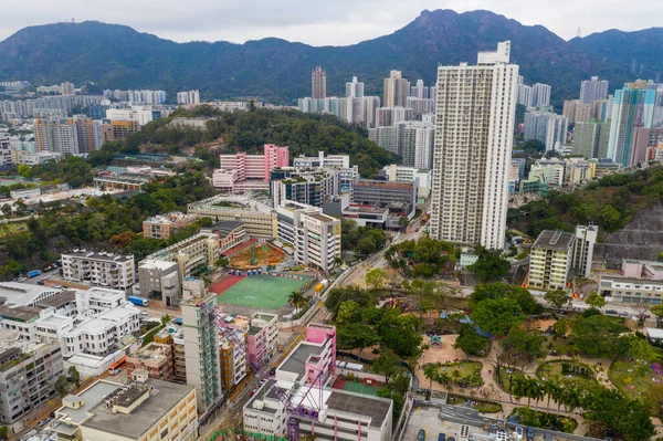 香港九龍市 2021年2月28日香港市の空中風景 — ストック写真