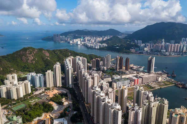 Drone Volar Sobre Ciudad Hong Kong —  Fotos de Stock