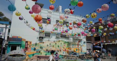 Tai O, Hong Kong - 19 Eylül 2021: Tai O 'da sonbahar festivali