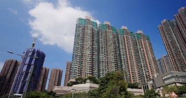 Yuen Long, Hong Kong - 21 Ekim 2021: Hong Kong konut binası