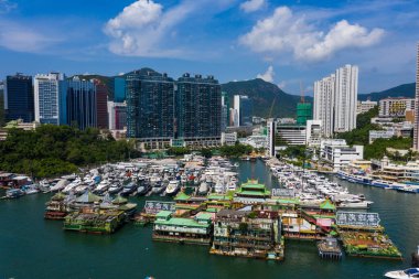 Ap Lei Chau, Hong Kong - 24 Ağustos 2021: Hong Kong sahil bölgesi